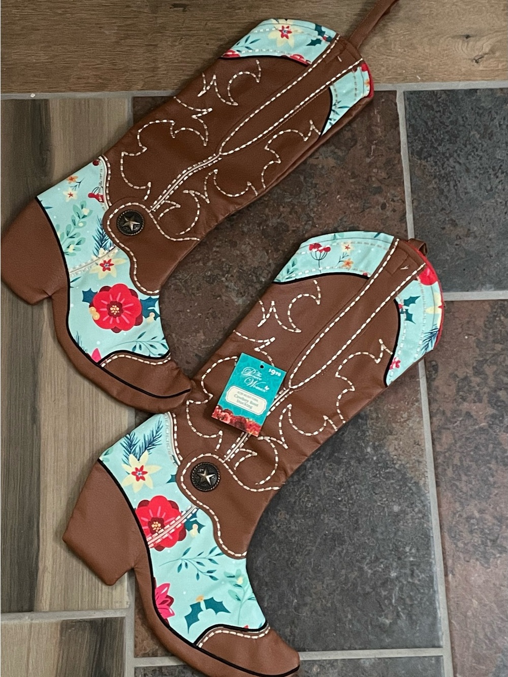 Pioneer Woman Boot Christmas Stockings 2 NEW 18x11 ADORABLE
